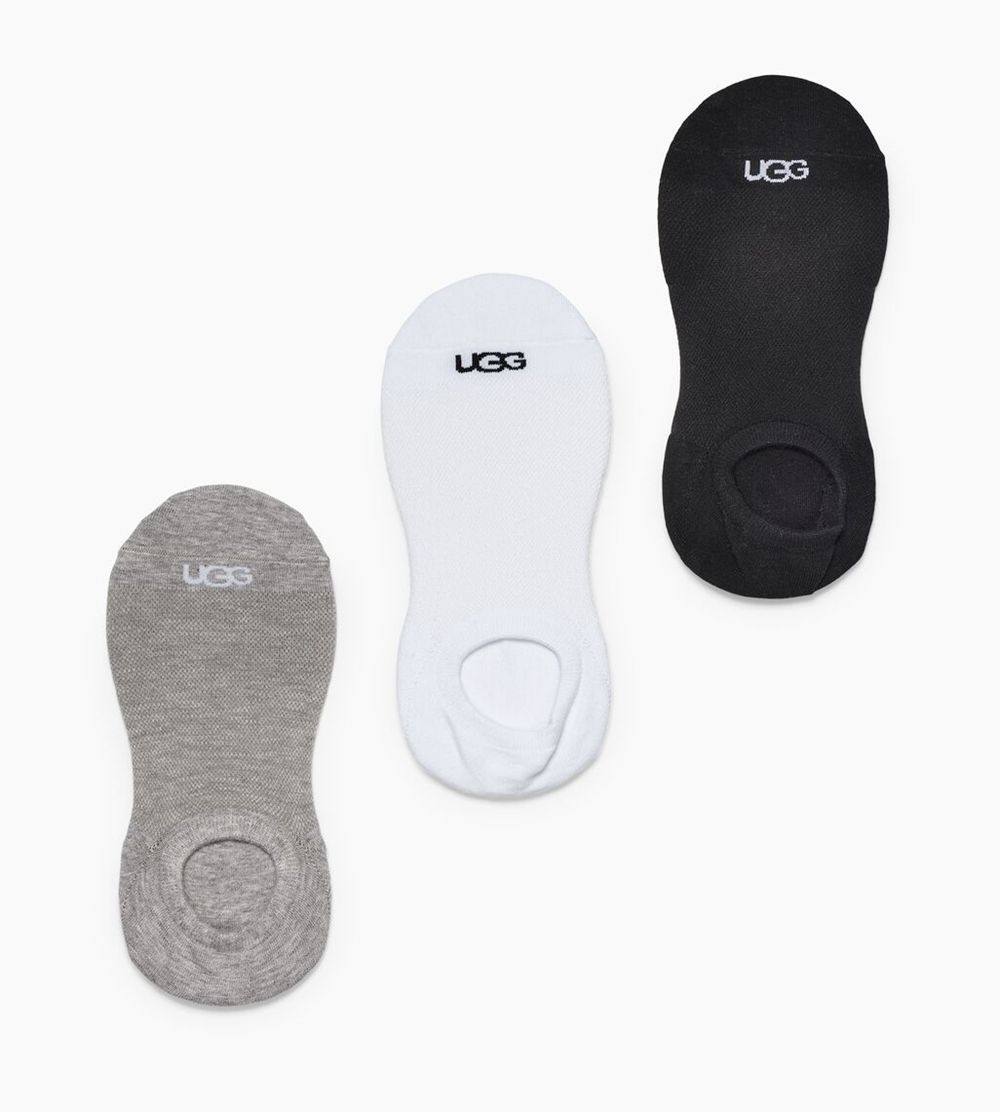 Ugg Sock Womens - Ugg Stela No Show 3 Pack White / Grey / Black - 270VQFMZT